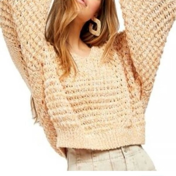Free People Coconut Loose Weave Oversized Knit Pullover Sweater Sz-Small - Picture 2 of 9